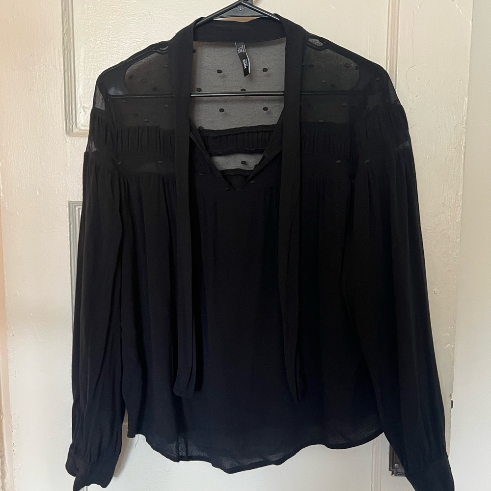 Mango Black Sheer Women's Blouse